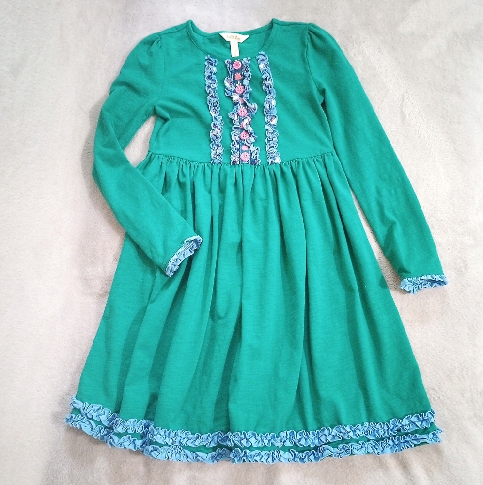 Girl's Matilda Jane Ruffles Green Knit Dress 10